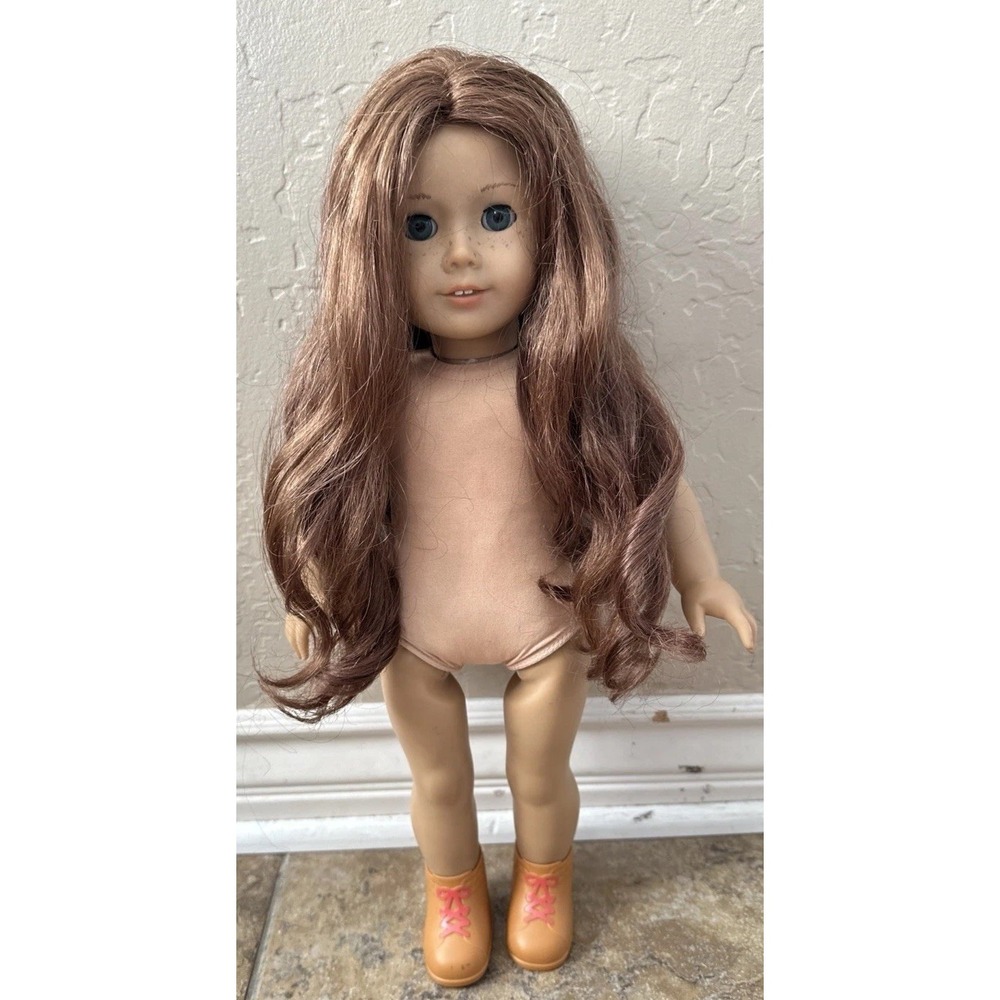 American Girl GOTY SAIGE Long Auburn Hair Blue Eyes Blemish On Doll.